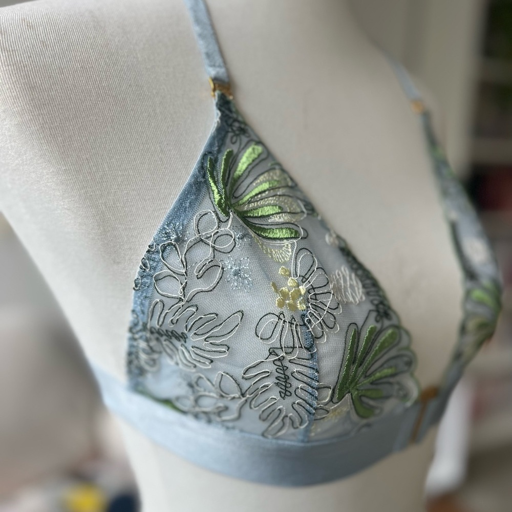 BORDELLE BOTANICA Triangle Soft Bra Light Blue L RARE🔥 - Picture 2 of 5